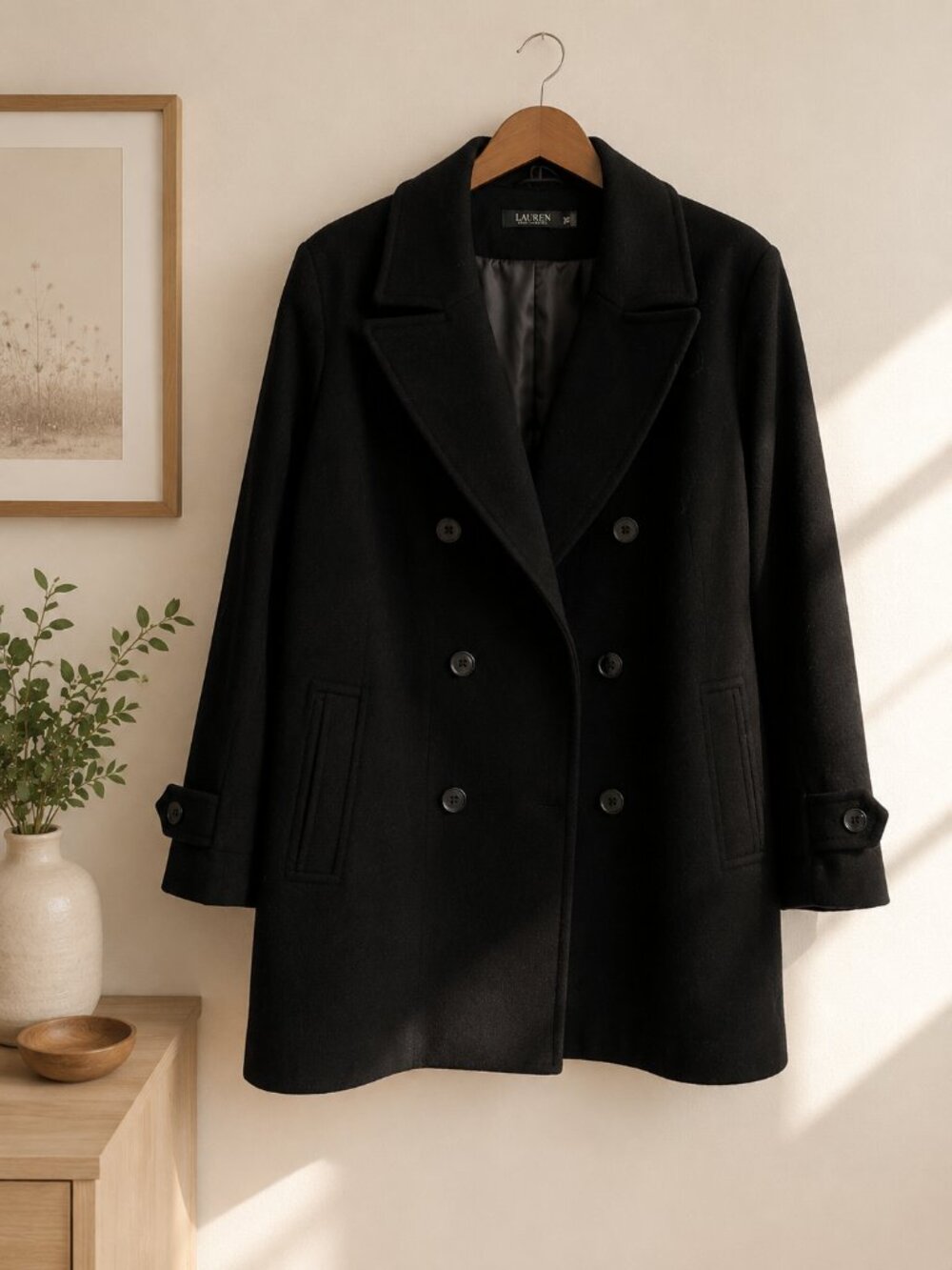 Ralph Lauren Double Breasted Wool Blend Peacoat (Plus Size)(Size 24W)
